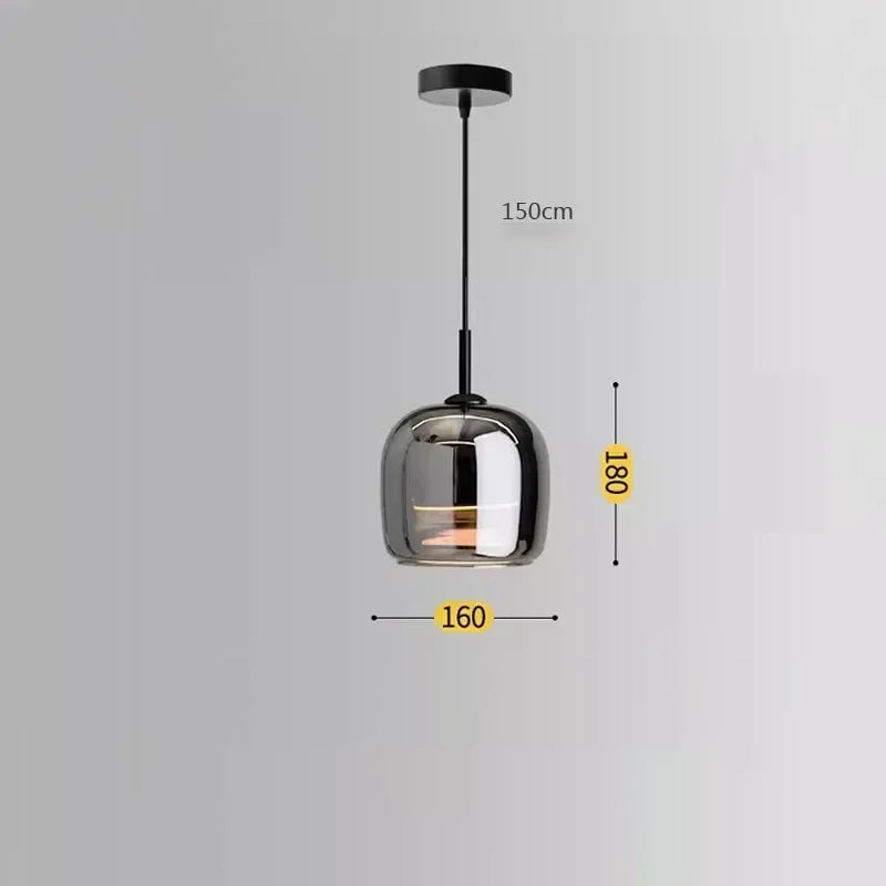 Lampe Suspendue Verre Nordique Noir