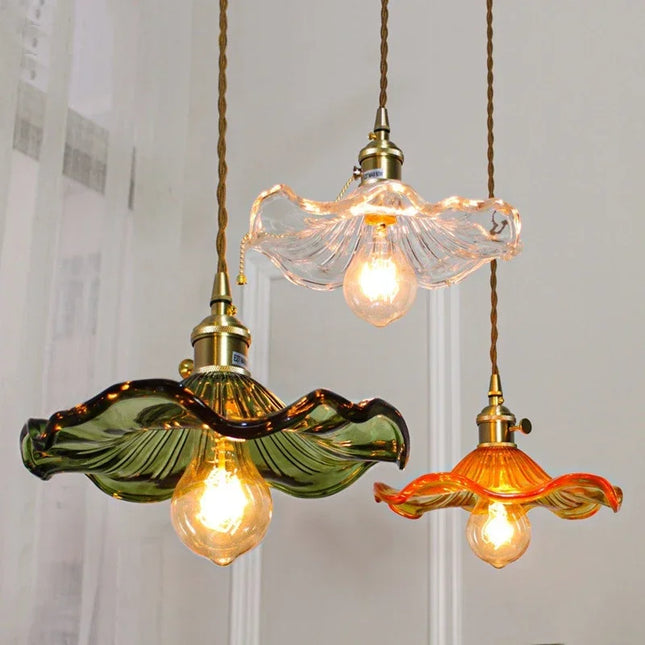 Nordic Flower Colored Glass Pendant Light
