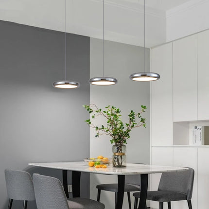 Modern Flat Chrome LED Pendant Light