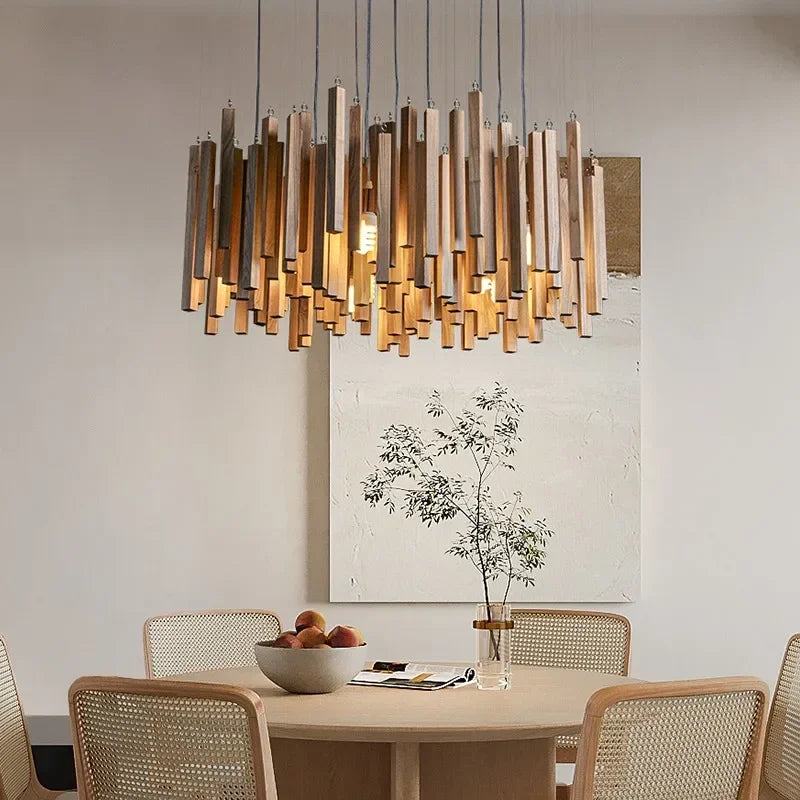 Japanese Creative Solid Wood Pendant Light