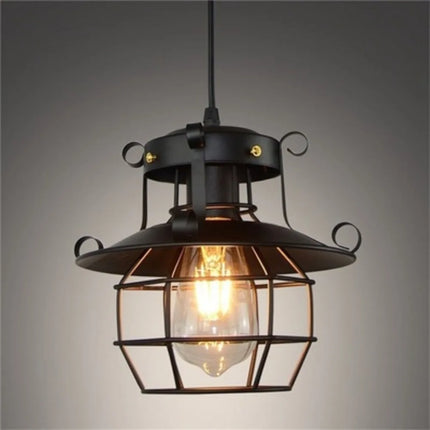 Retro Industrial Pendant Light in Black Aluminum