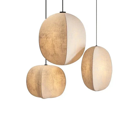 Minimalistische Pendelleuchte aus Leinen „Wabi-Sabi“