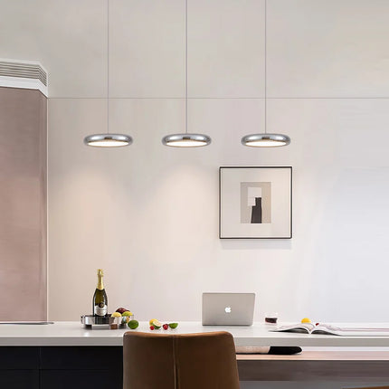 Modern Flat Chrome LED Pendant Light
