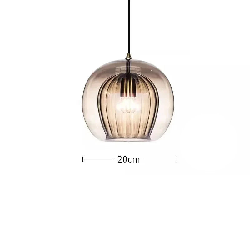 Nordic Design LED Double Glass Pendant Light