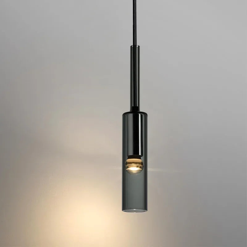 Lampe Suspendue Tube de Verre Noir