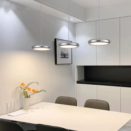 Modern Flat Chrome LED Pendant Light
