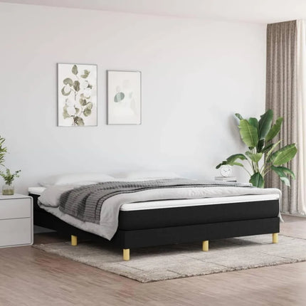 Sommier 160x200 – Sommier tapissier 2 places avec pieds, tissu noir