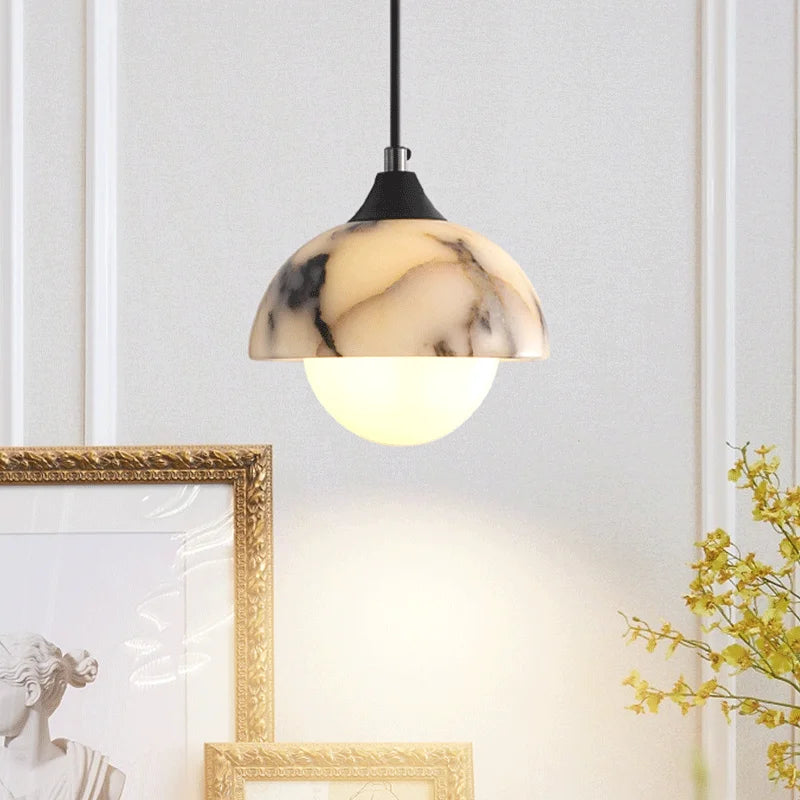 Lampe en Marbre Noir Naturel Suspendue