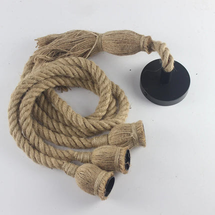 Böhmische Pendelleuchte aus natürlichem Hanfseil