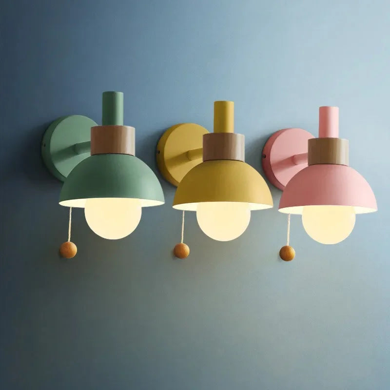 Bunte moderne Macaron-Wandlampe mit Kette