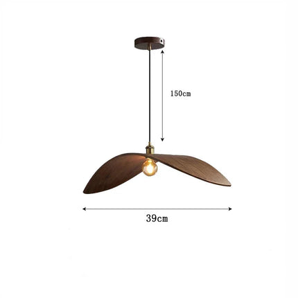 Modern Wooden Pendant Light with Carved Hat