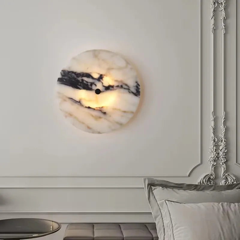 Natural Marble Circular Wall Lamp