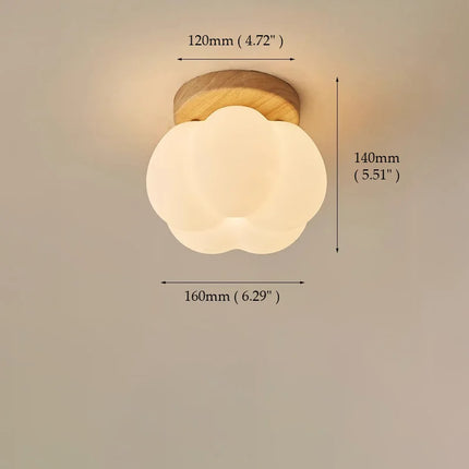 Moderne LED-Deckenleuchte aus Holz im Kürbis-Design