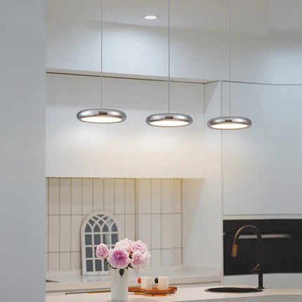 Modern Flat Chrome LED Pendant Light