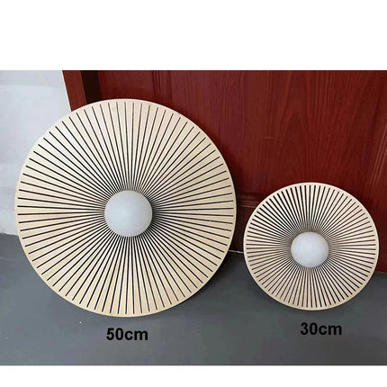 Retro Solid Wood Circular Wall Light
