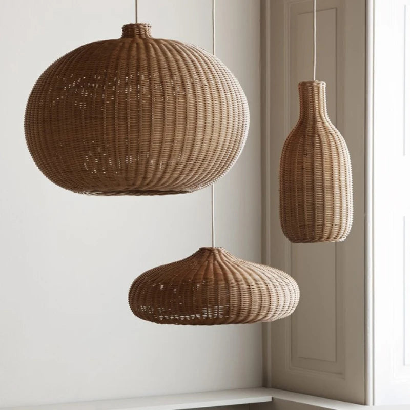 Original Handmade Brown Rattan Pendant Light