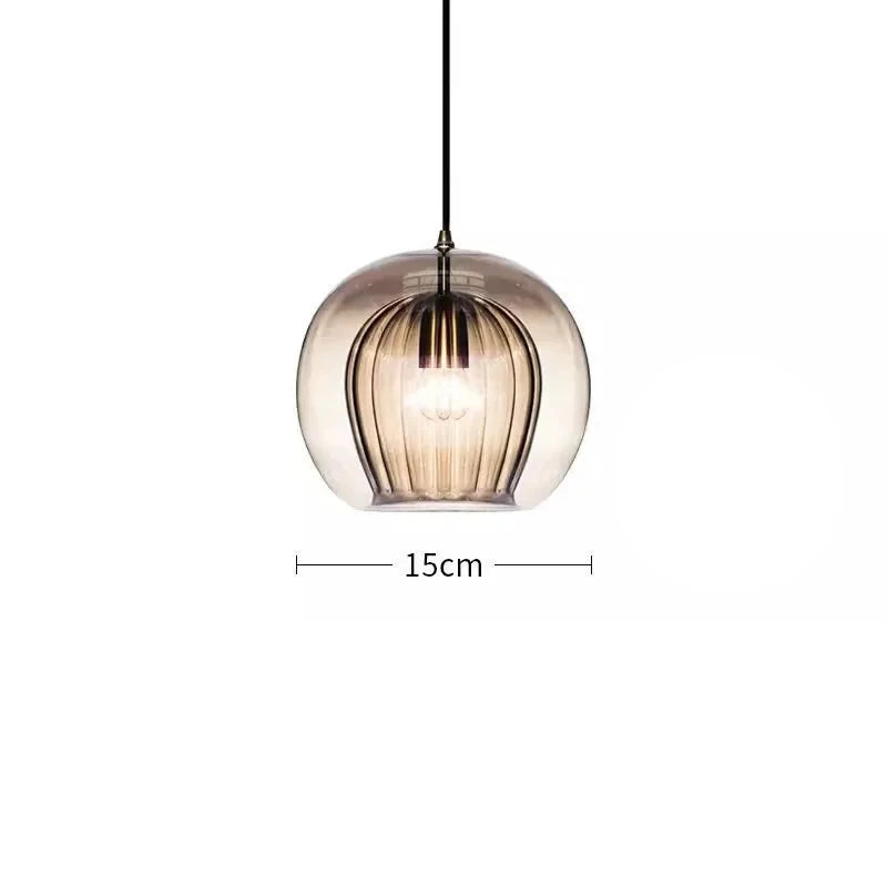 Suspension Double Verre LED Design Nordique