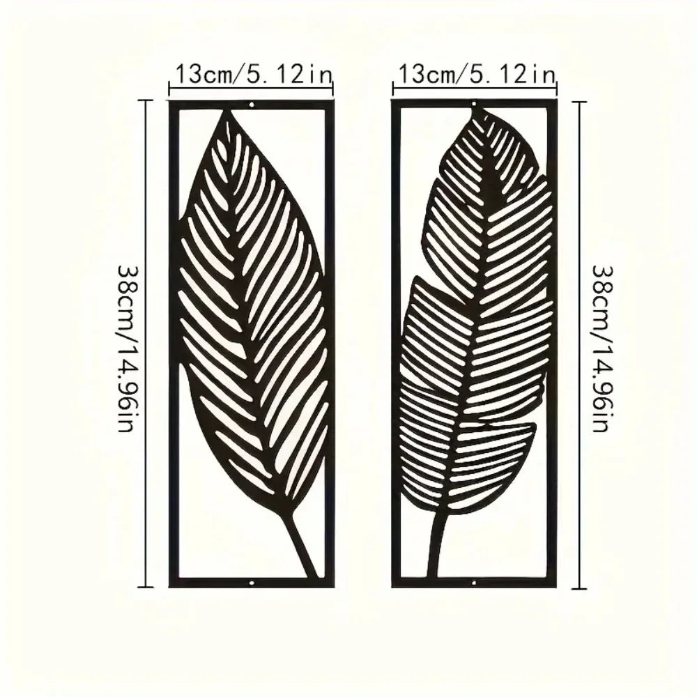 Set of 2 Decorative Black Metal Leaves