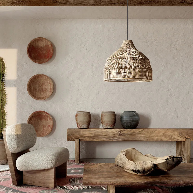 Handmade Bohemian Rattan Hanging Lamp