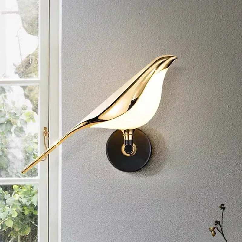 Modern LED Wall Light Golden Birds Applique