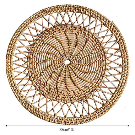 Handwoven Rattan Round Decoration Set