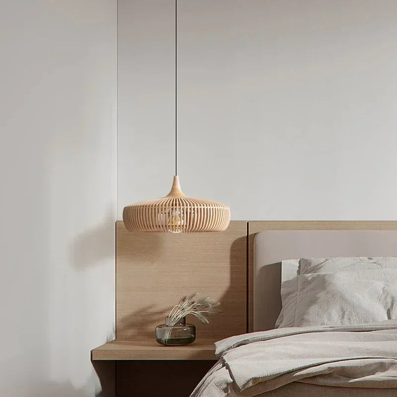 Nordic Elegance Pendant Light in Worked Wood