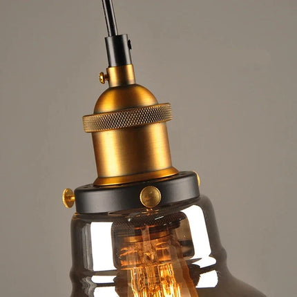 Original nordische Industrie-Pendelleuchte aus Glas