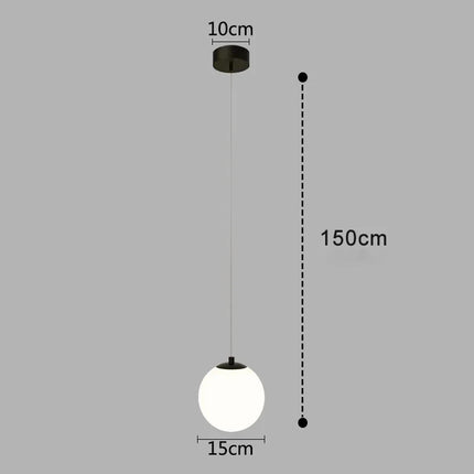 Kugelförmige Pendelleuchte aus weißem Glas