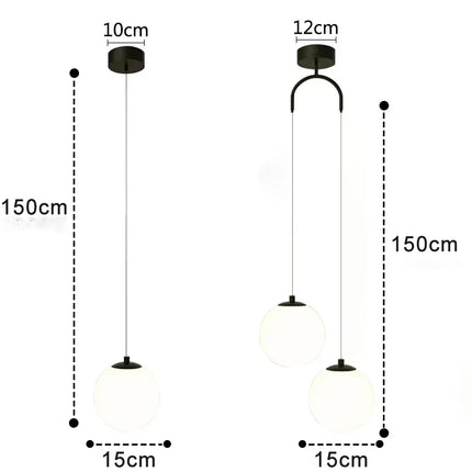 Kugelförmige Pendelleuchte aus weißem Glas