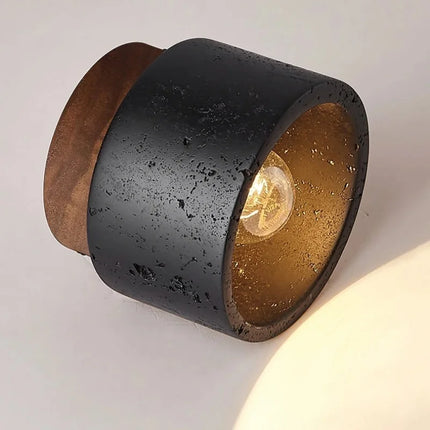 Moderne LED-Deckenleuchte aus schwarzem Travertin