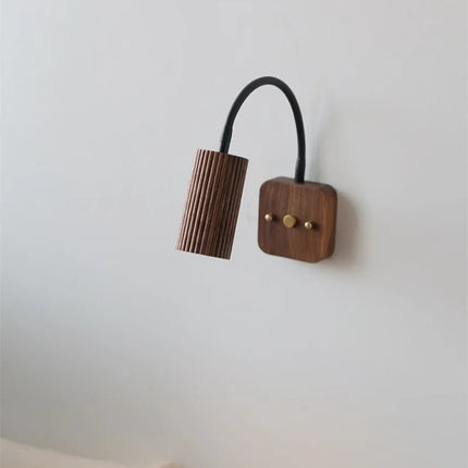 Adjustable Wall Light Cylinder Natural Wood