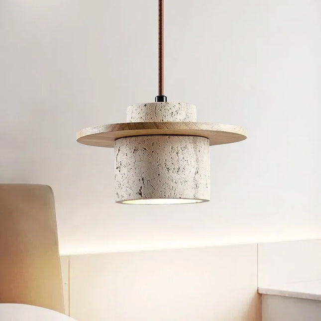 Suspension Travertin Naturel et Bois