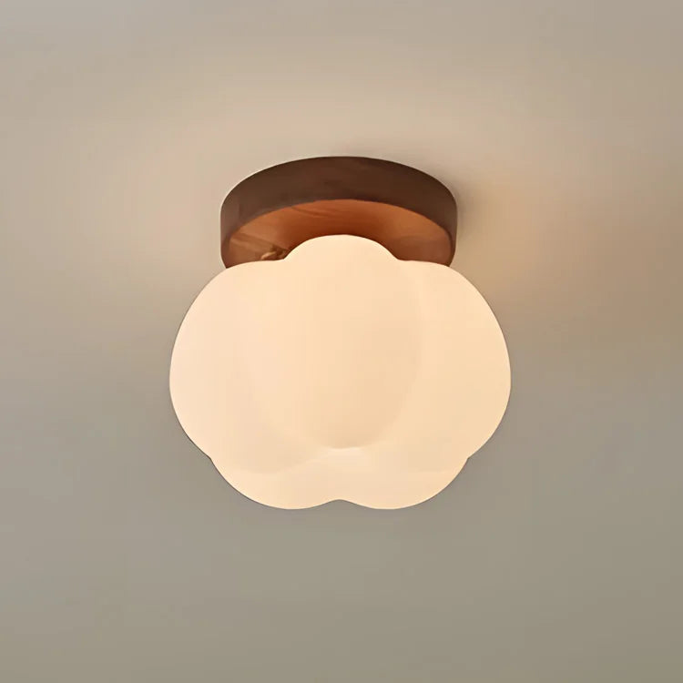 Plafonnier Citrouille Moulée en Bois LED