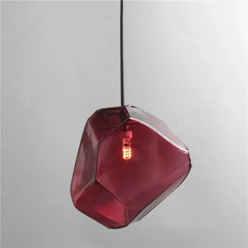 Modern Colored Glass Stone Pendant Light