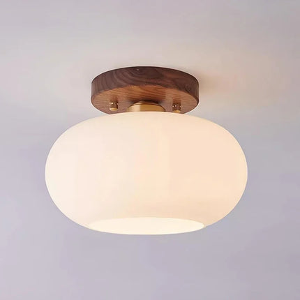 Moderne runde LED-Deckenleuchte aus Holz
