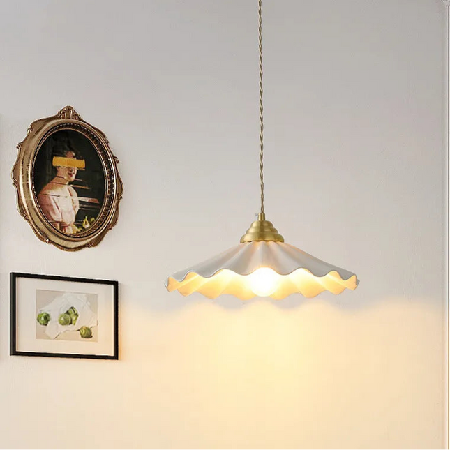 Vintage Wavy Ceramic Hanging Lamp