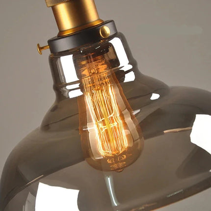 Original nordische Industrie-Pendelleuchte aus Glas