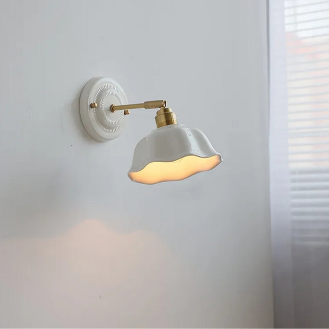 White Ceramic and Copper Adjustable Lamp