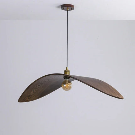 Modern Wooden Pendant Light with Carved Hat