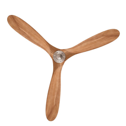 Ventilateur de Plafond en Bois Massif – Bois Naturel et Argent