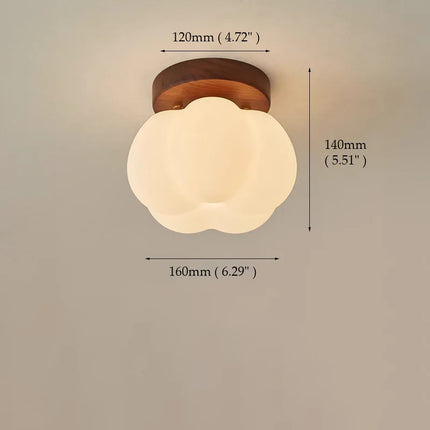 Moderne LED-Deckenleuchte aus Holz im Kürbis-Design