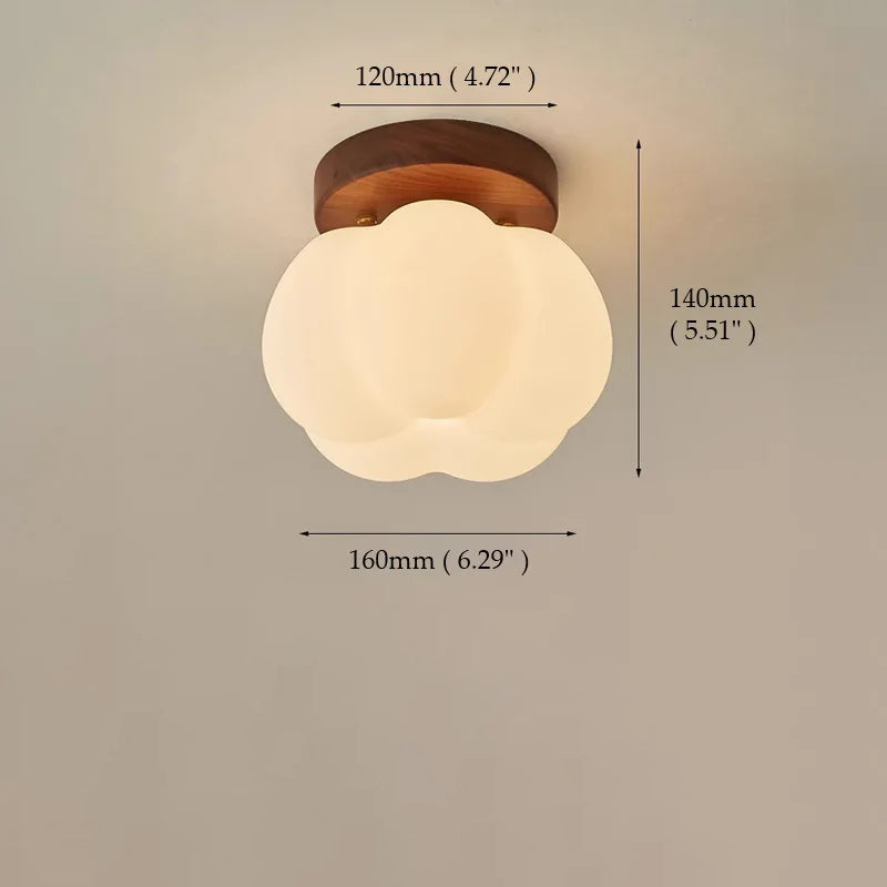 Plafonnier Citrouille Moulée en Bois LED