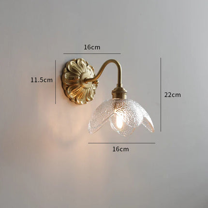 Vintage-Wandleuchte with transparent glass and messing