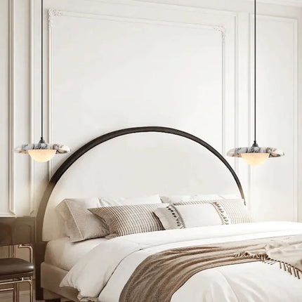 Suspension Plate Marbre Noir LED