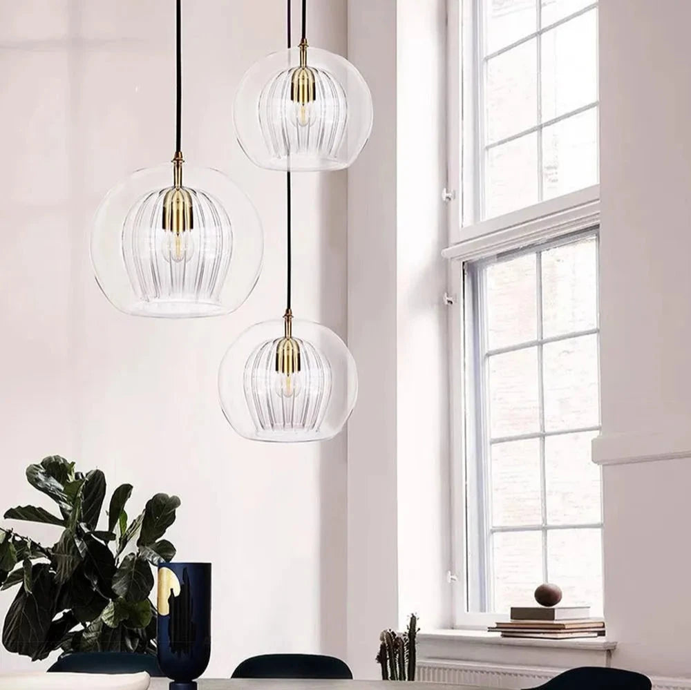 Nordic Design LED Double Glass Pendant Light