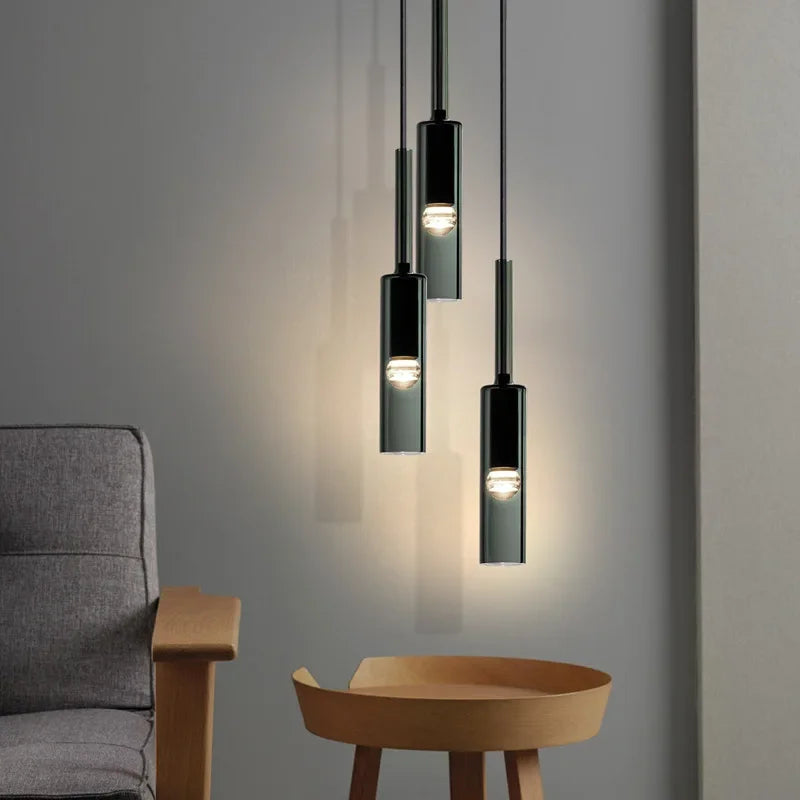 Black Glass Tube Pendant Lamp