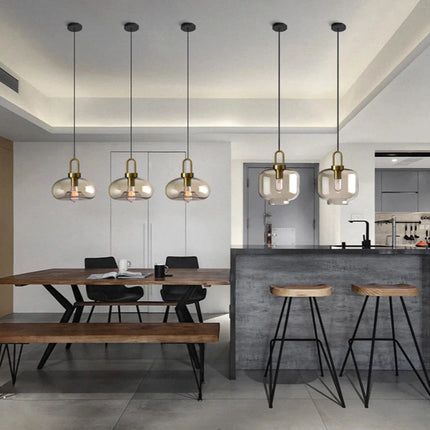Nordic Glass Pendant Light Modern Gold Hook