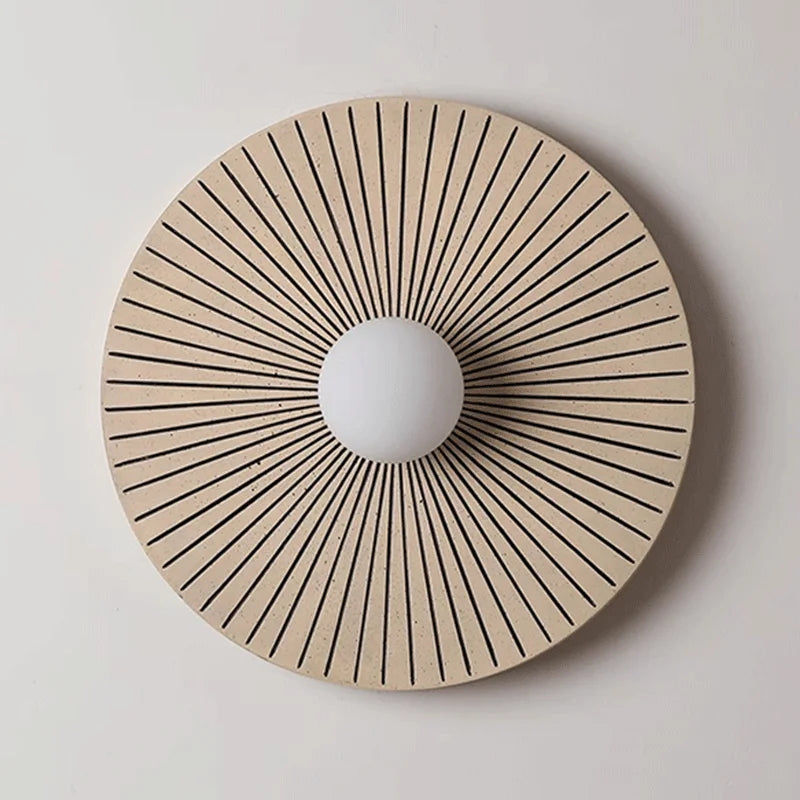 Circular Solid Wood Retro Wall Lamp