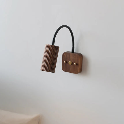 Adjustable Wall Light Cylinder Natural Wood