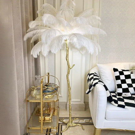 Nordic Resin and Gold Feather Floor Lamp